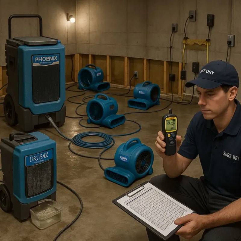 Structural Drying and Dehumidification process in Westminster, MA